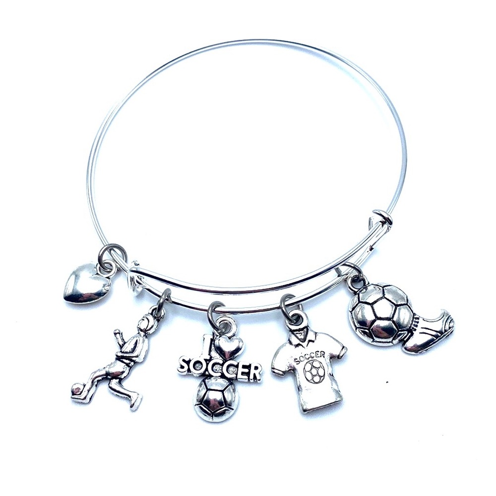 Soccer Bracelet Charm Bangle May Be Personalized